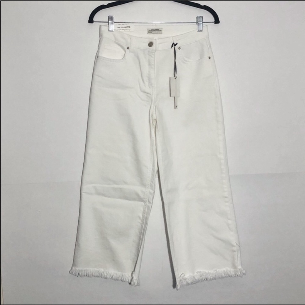 ZARA The Culotte Wide/Crop Hi Rise Frayed Hem Jean